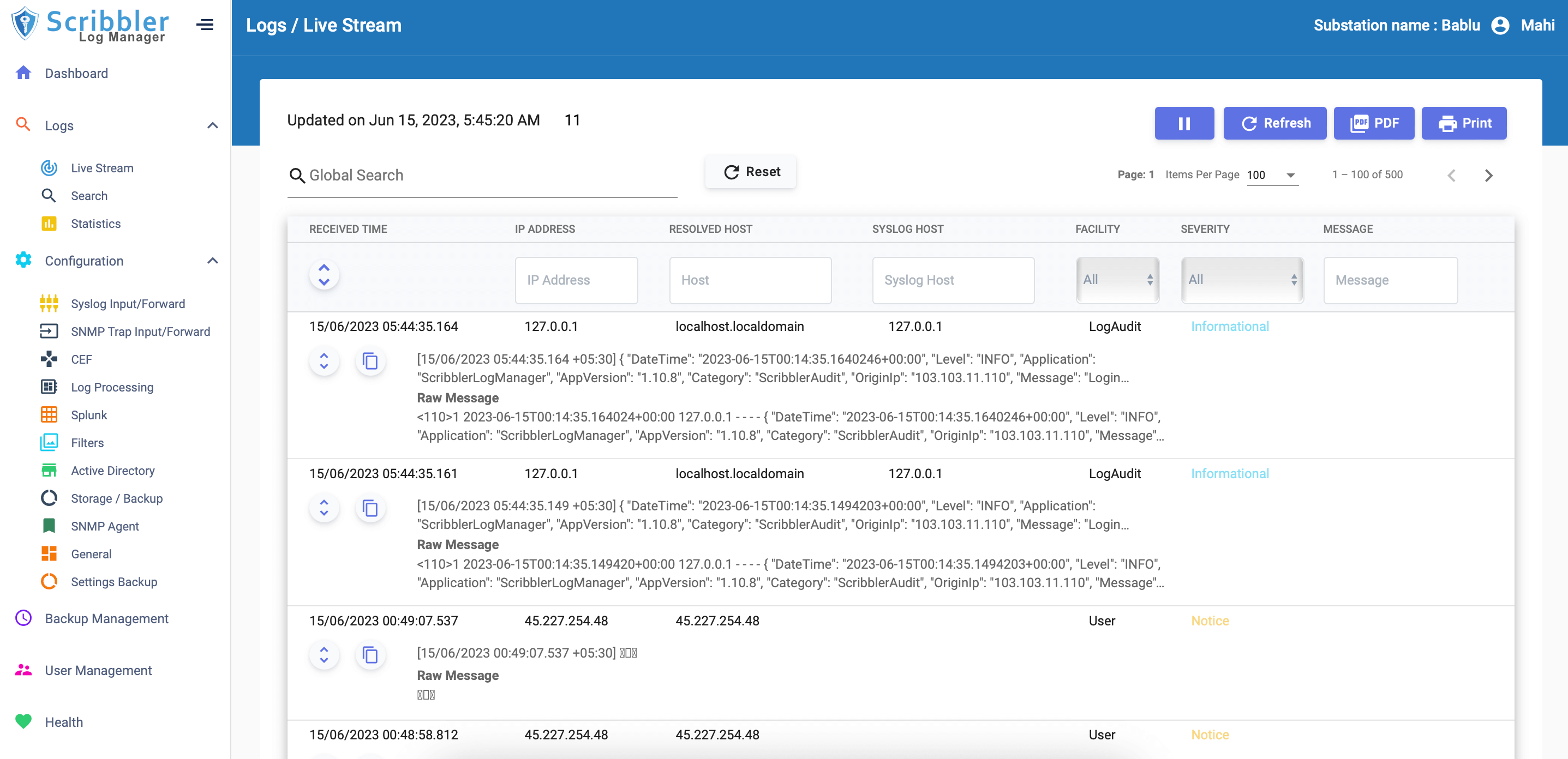 Real-time Monitoring